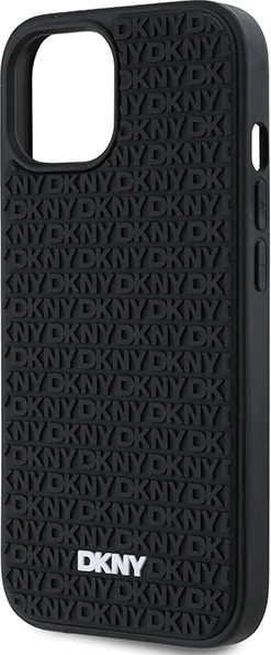 Mbështjellës DKNY 3D Rubber Repeat Pattern për iPhone 15 Plus, i zi