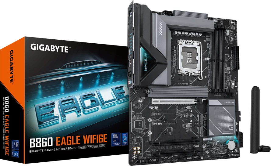 Pllakë amë GIGABYTE B860 EAGLE WIFI6E, ATX, LGA1851, DDR5 deri 256GB, PCIe 5.0, Wi‑Fi 6E, Bluetooth 5.3, 2.5GbE
