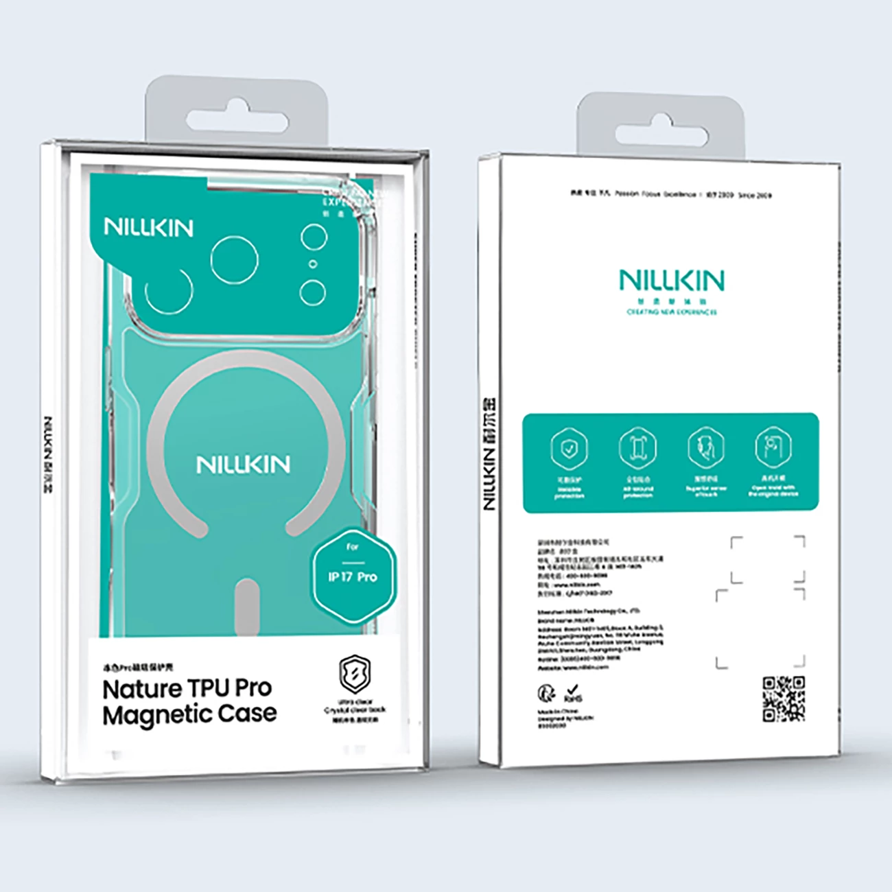Mbështjellës Nillkin Nature TPU Pro MagSafe për iPhone 17 Pro, TPU+PC, qoshe me airbag, gjysmë-transparent, i bardhë