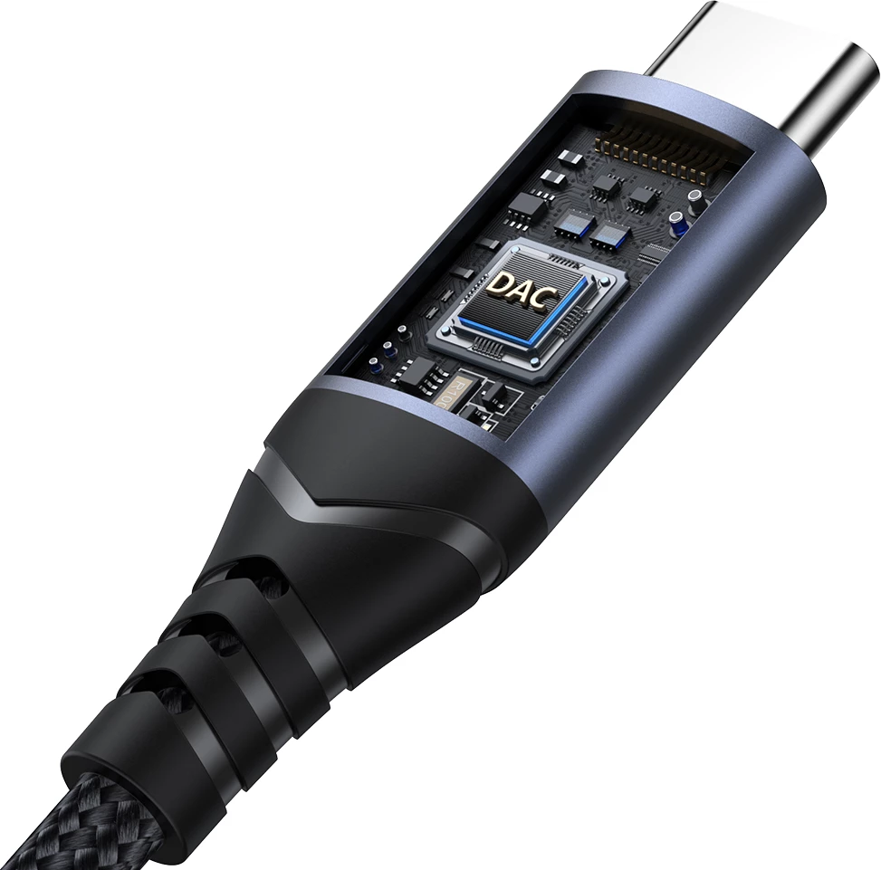 Adapter audio, Joyroom SY-C01, USB-C në 3.5 mm me DAC dhe USB-C pass-through 60W, e zezë