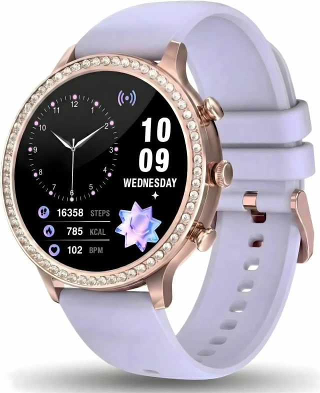 Smartwatch Gravity GT5-7, rozë gold, rrip silikoni dhe byzylyk