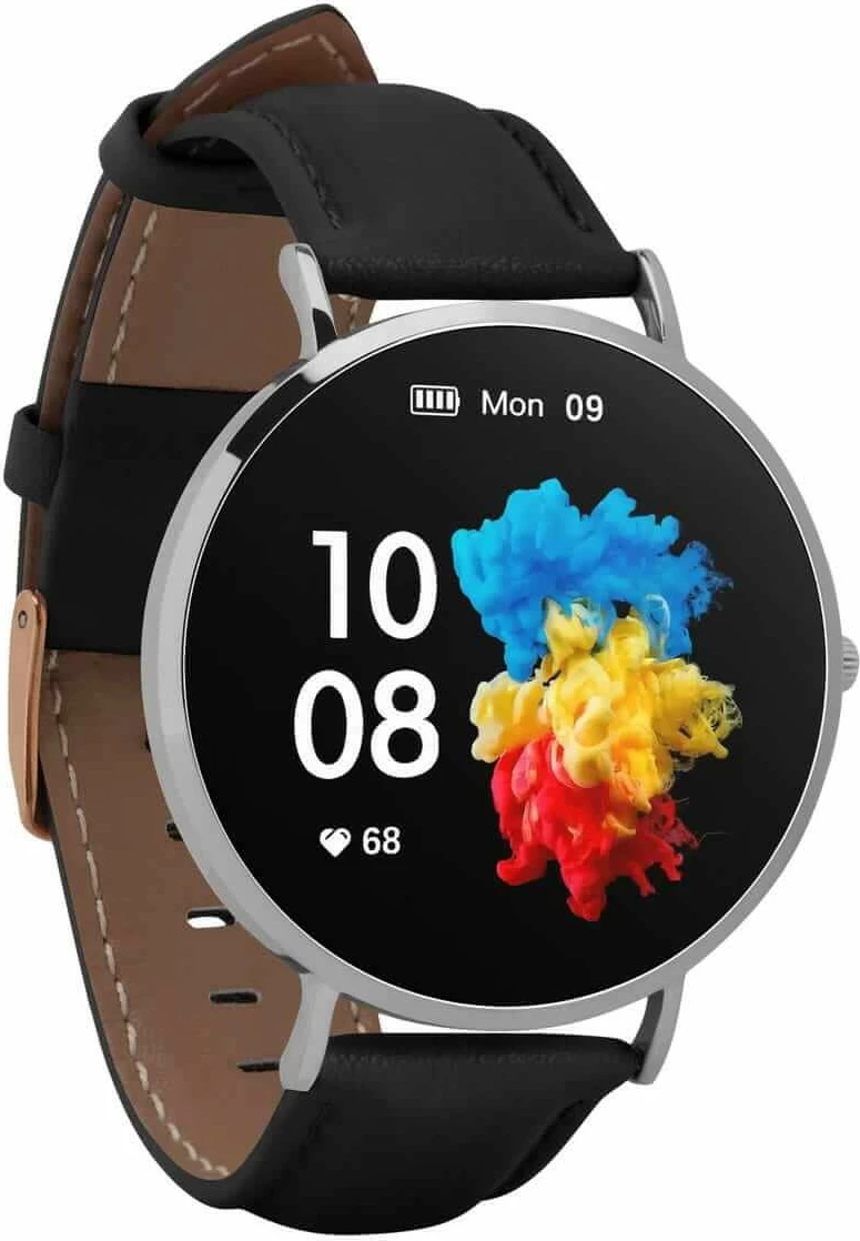 Smartwatch Garett Verona, 1.3" AMOLED, IP67, i zi/argjendtë