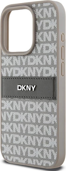 Mbështjellës DKNY Mono Stripe & Metal Logo për iPhone 15 Pro, Bezhe