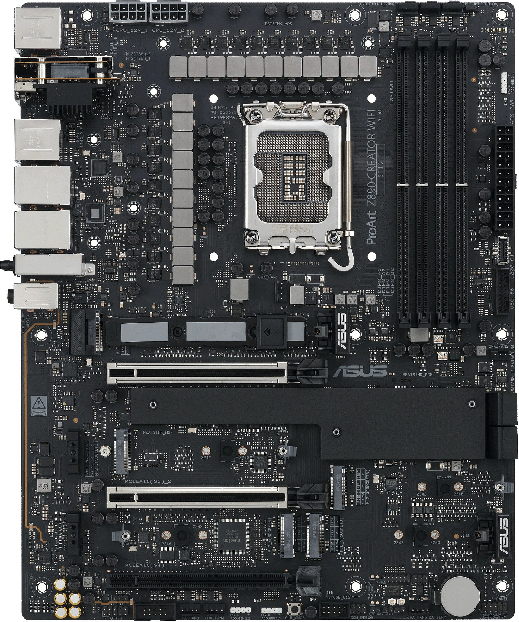 Pllakë amë ASUS PROART Z890-CREATOR WIFI, Intel, LGA 1851, DDR5-SDRAM, 192 GB, e zezë