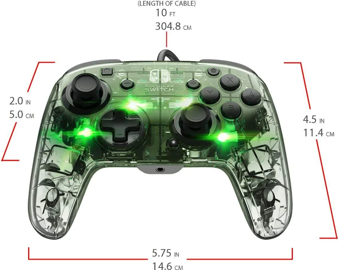 Kontroller i kablluar PDP Afterglow Prismatic Deluxe për Nintendo Switch/Switch 2, RGB, kabllo 3 m, transparent