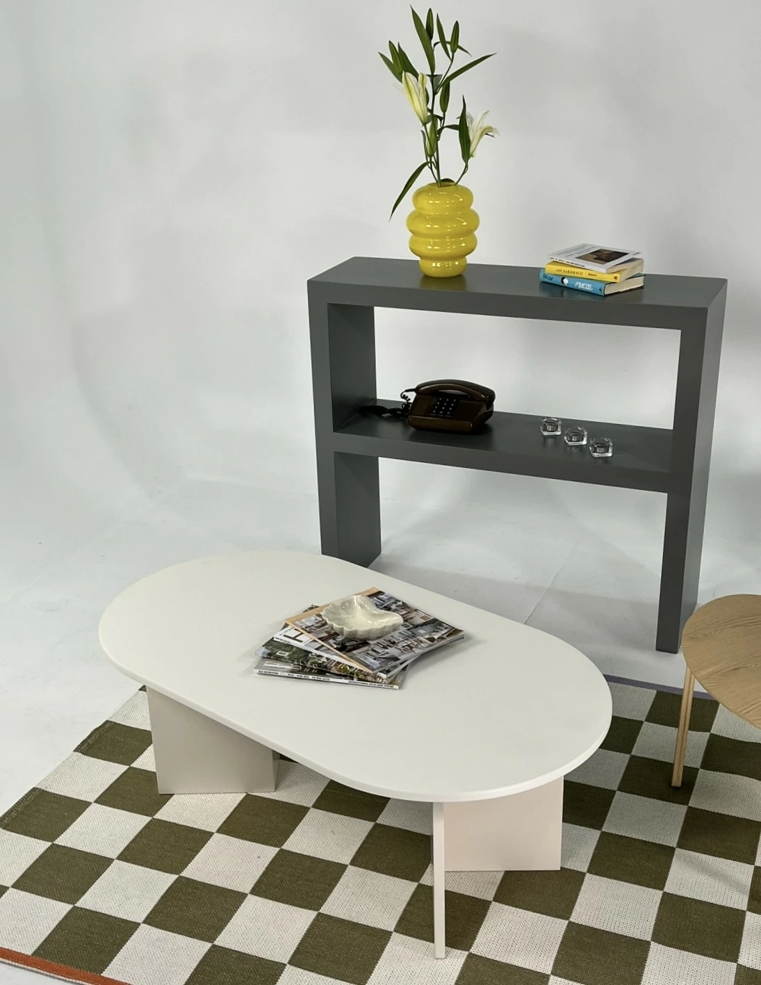 Tavolinë kafeje Skye Decor, Leo e madhe, ngjyrë krem