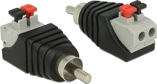 Adapter RCA DeLOCK 65566 te terminal bllok, mashkull, zi/gri/kuqe