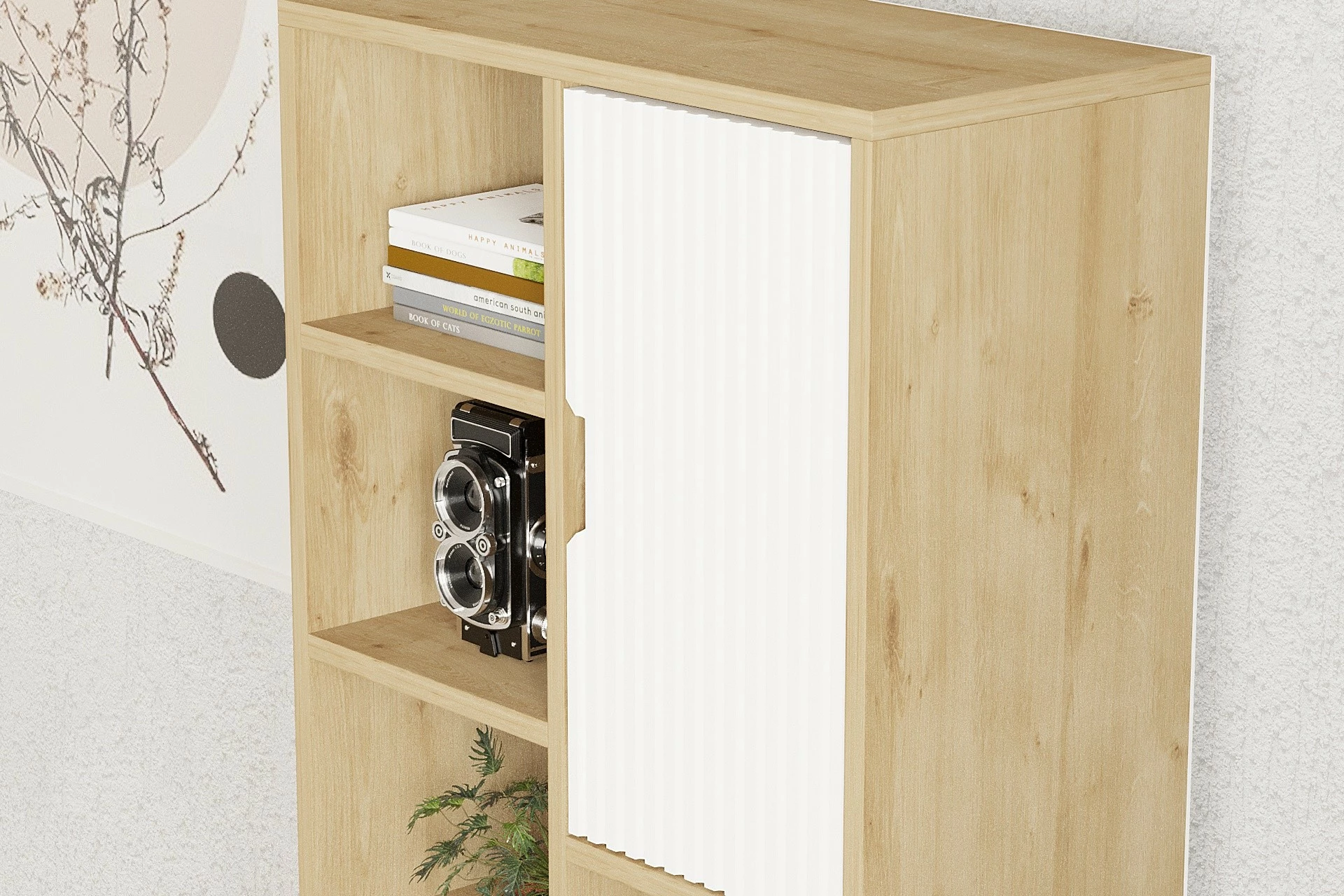 Raft librash skandinav, ngjyrë lis safir dhe e bardhë, Skye Decor, Otranto