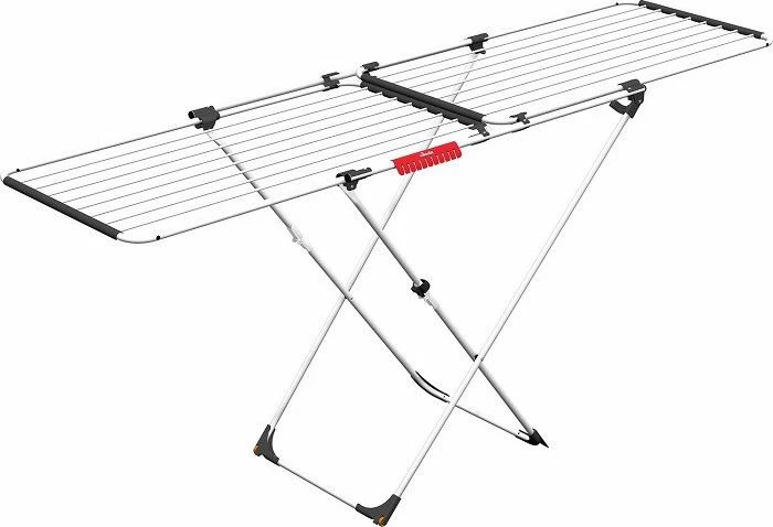 Tharëse rrobash Vileda Doble 157245, e zgjatshme 105-209 cm, 22 m linja, max 20 kg, me rrota, e bardhë