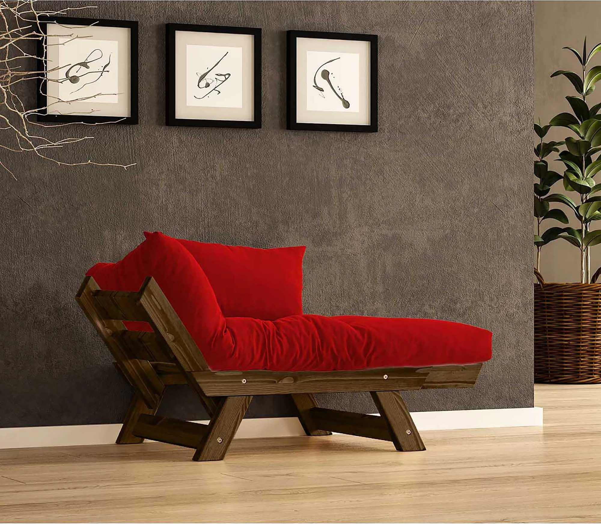 Karrige për kopsht një vend, Skye Decor, CPT8135-140, ngjyrë arre dhe e kuqe