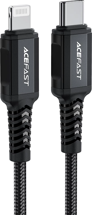 Kabllo Acefast C4-01, USB-C në Lightning, 1.8m, 30W, e zezë