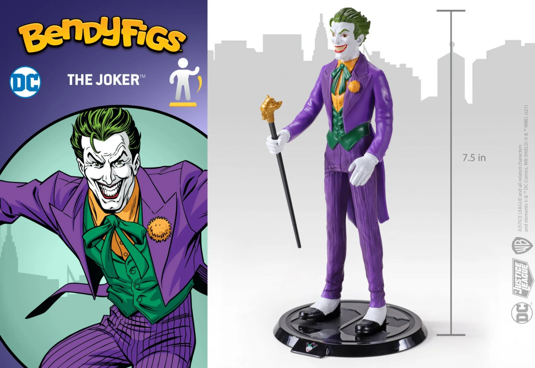 Figurinë e përkulshme Noble Collection Bendyfigs DC Batman (Comic) The Joker 18 cm, me bazë