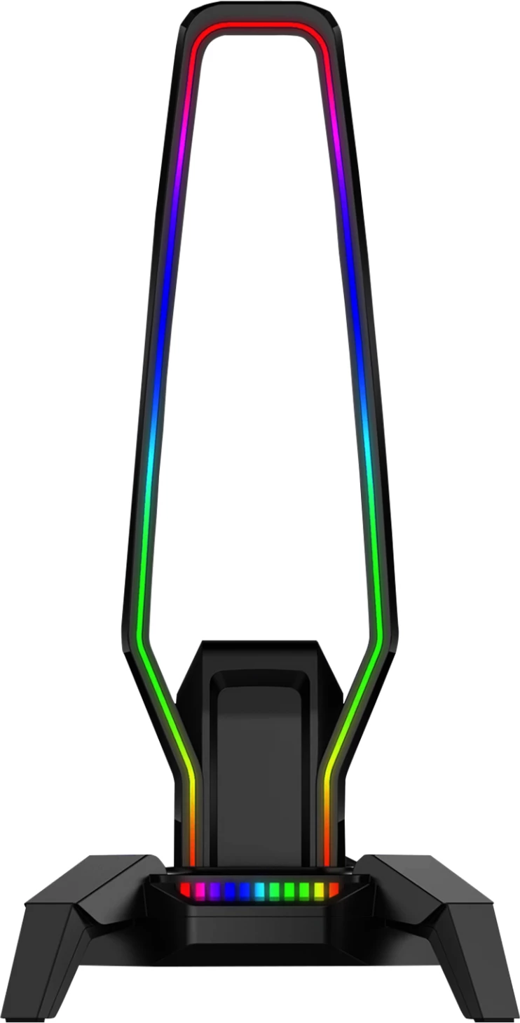 Mbajtëse kufjesh Marvo HZ-10 RGB, 3x USB 2.0, audio jack, e zezë