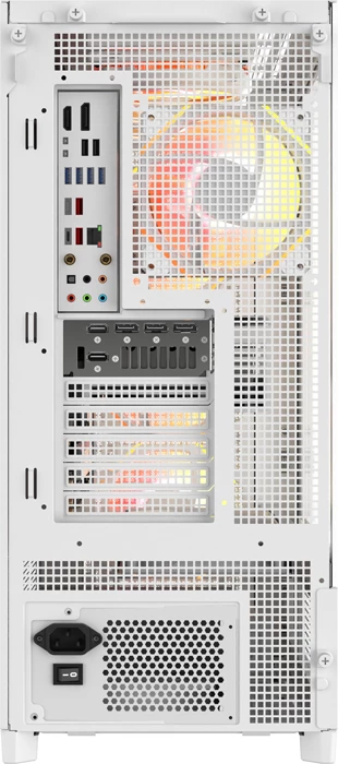 Kasë DarkFlash AIRNOVA Big Tower, mbështetje E-ATX/ATX/M-ATX/ITX, deri 420 mm radiator, USB Type-C Gen2 10 Gbps, set me 3 ventilatorë, e bardhë