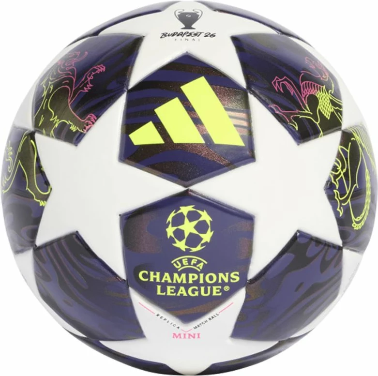 Top mini futbolli adidas UCL Champions League JX9099, e kaltër e errët/e bardhë/e verdhë/e rozë