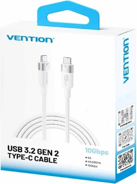 Kabllo USB-C në USB-C Vention, e bardhë