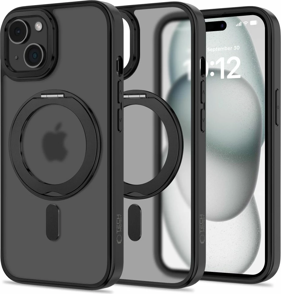 Mbështjellës Tech-Protect MagRing MagSafe për iPhone 15, i zi