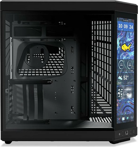 Kasë HYTE Y70 Midi Tower Touch Infinite, ATX/E-ATX, me ekran LCD touchscreen, e zezë