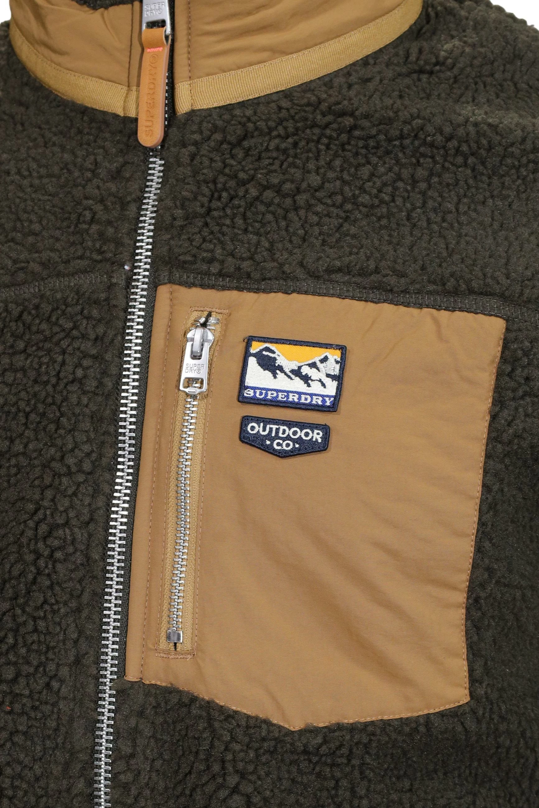 Jakne fleece për meshkuj Superdry Mountain Full Zip SDM2014575A, e gjelbër ulliri [Madhësia: XXL]
