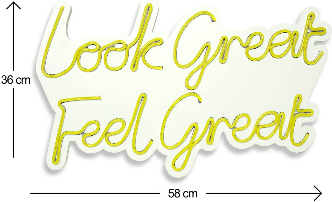 Dekor dritash LED plastike, ngjyrë e verdhë, Look Great Feel Great, 36x58x2 cm