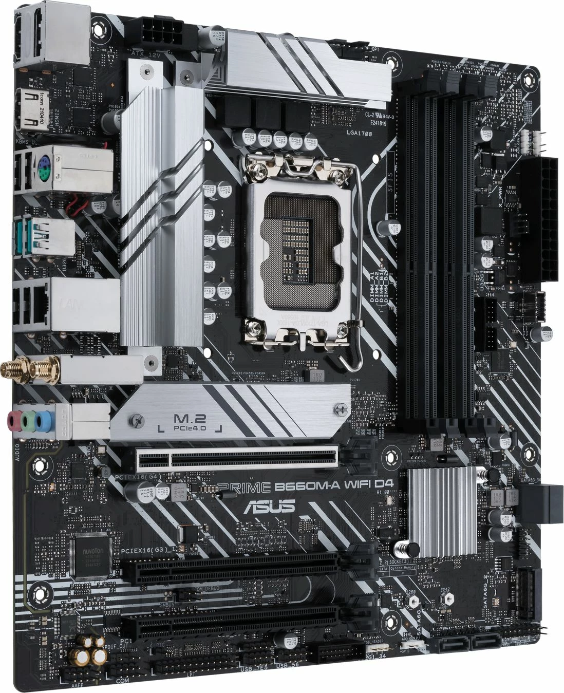 Pllakë amë Asus PRIME B660M-A WIFI D4, mATX, LGA1700, DDR4, Wi‑Fi, bardhë/zi