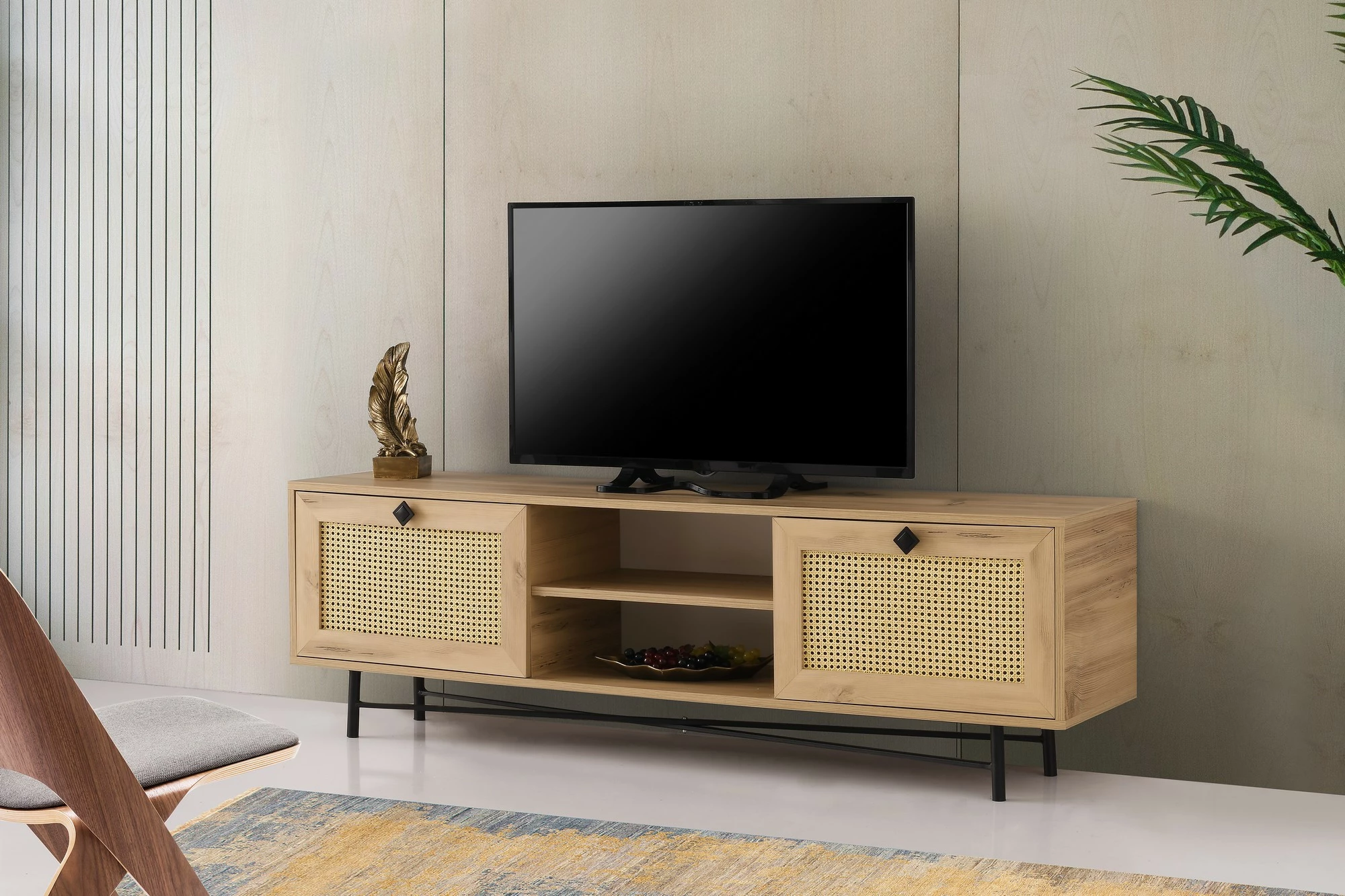 Komodë TV Hanah Home, Begonya 180, ngjyrë lis dhe e zezë