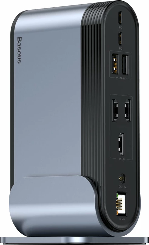 Kasë HUB multifunksional Baseus CAHUB-DG0G, 16 porta, 100W, Gri