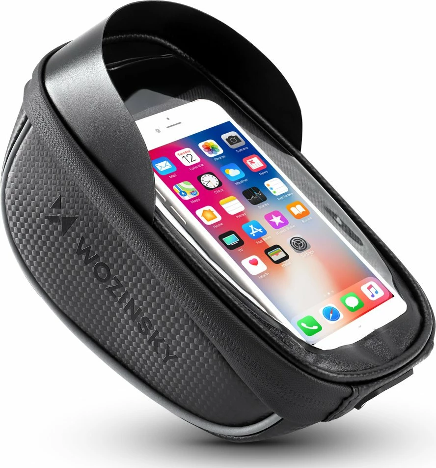 Çantë timoni për biçikletë Wozinsky WBB16BK me mbështjellës telefoni, 1L, e zezë