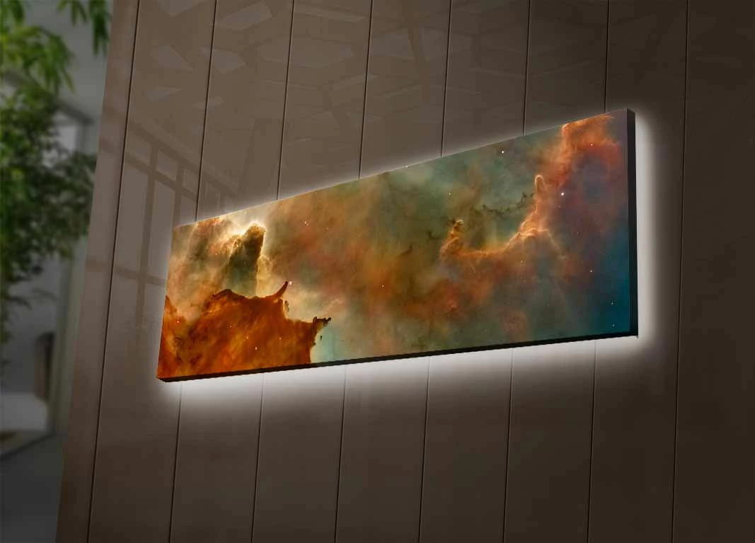 Pikturë dekorative në kanavacë me drita LED, shumëngjyrëshe, 30x90cm, 3090NASA-011