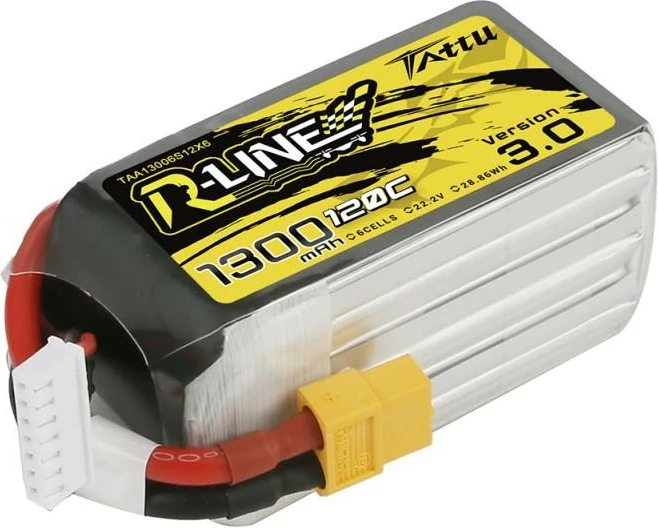 Bateri LiPo Tattu R-Line Version 3.0, 1300mAh, 22.2V, 120C, 6S1P, XT60