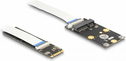 Konvertues DeLOCK M.2 Key B+M në Mini PCIe Slot, PCIe 2.0, me kabllo fleksibile, i zi