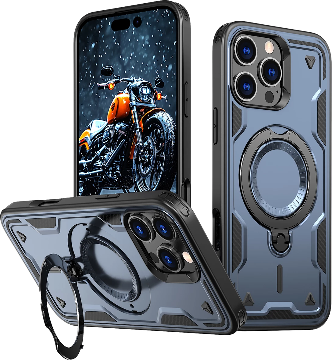 Mbështjellës Hurtel Hybrid Armor Trendy me MagSafe për iPhone 16 Pro, Blu