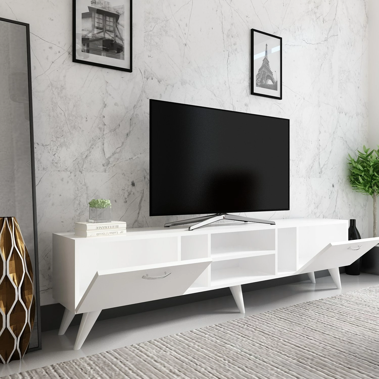 Komodë TV Hanah Home, Rudy, e bardhë