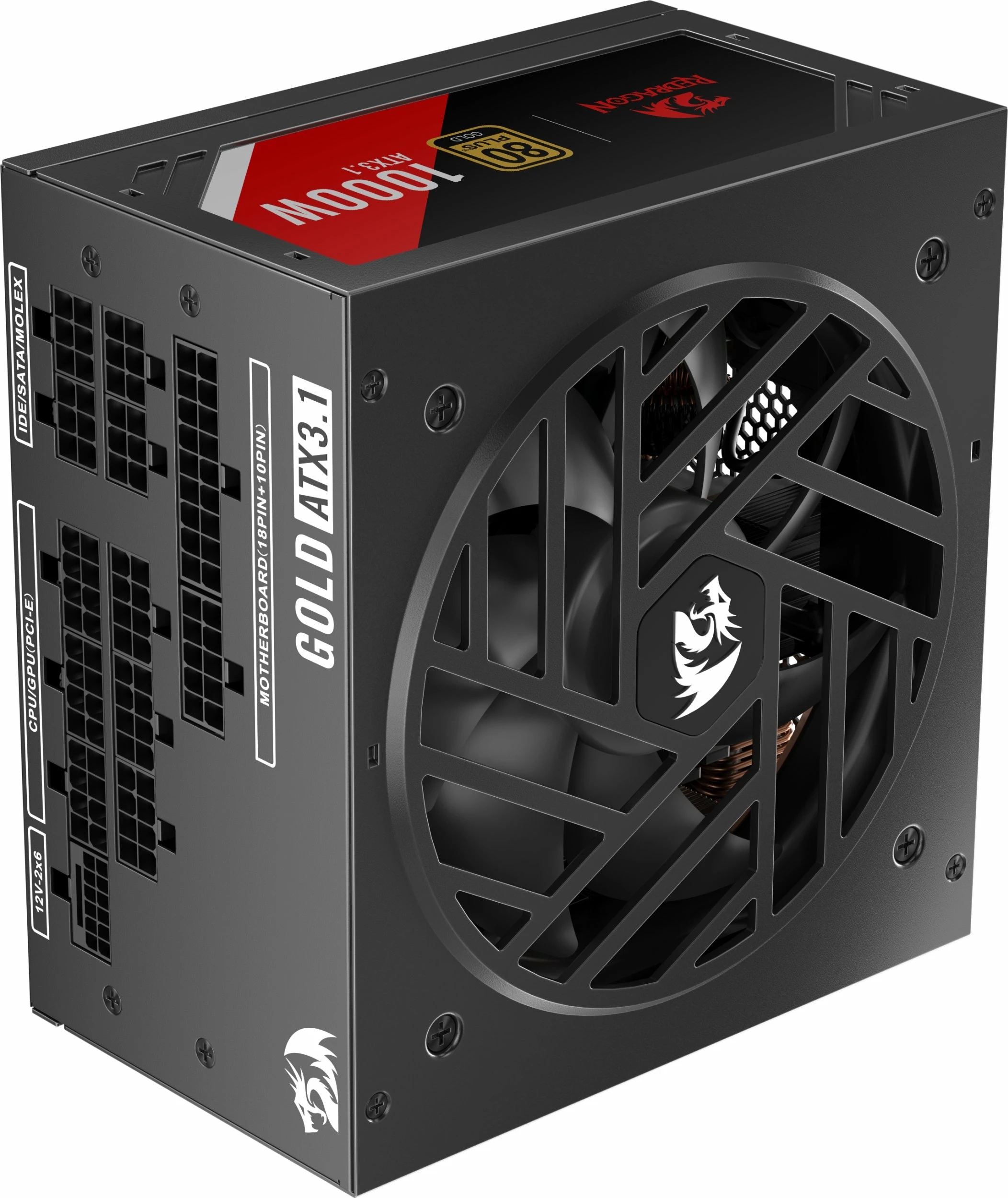 Furnizues rryme Redragon Master GC-MS03 1000W ATX 3.1, 80 Plus Gold, modular i plotë, PCIe 5.0 12VHPWR, i zi