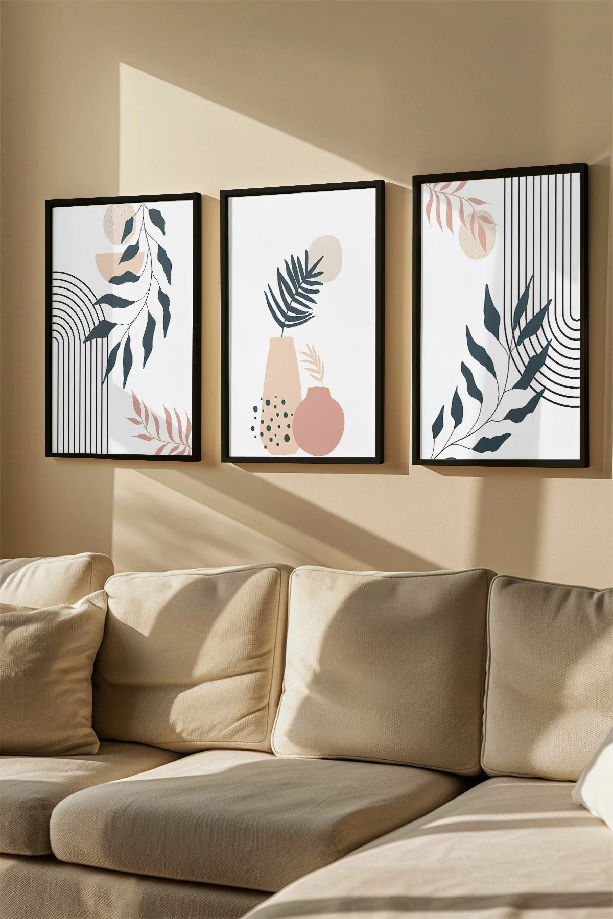 Pikturë dekorative me kornizë (3 copë), Wallity, Artvmodel30-Sıyah