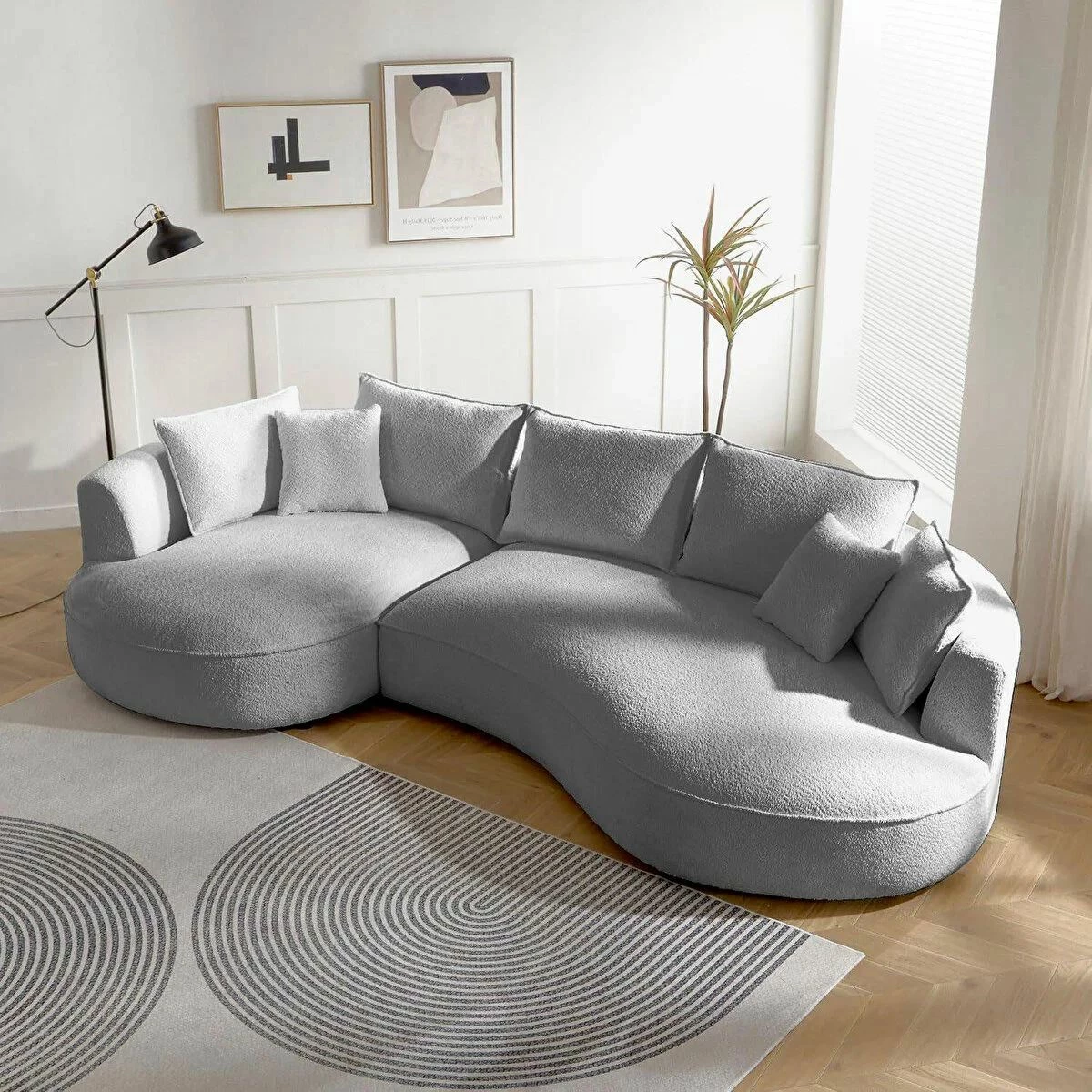 Këndore Venedik, gri, Atelier del Sofa, 7 jastëkë