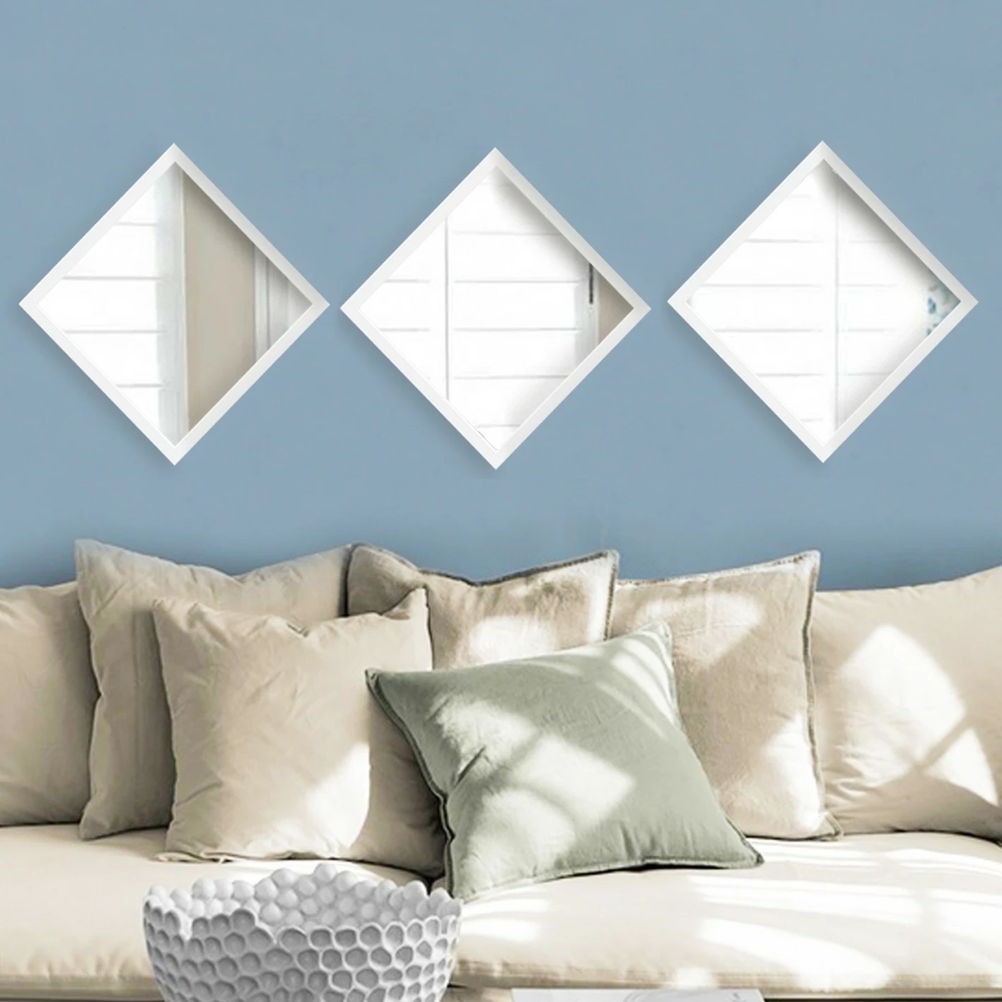 Set pasqyrash (3 copë), Wallity, SETAYNA_052, ngjyrë e bardhë dhe argjend