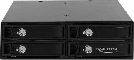 Rack mobil DeLOCK 47233 për 4x 2.5" SATA/SAS hot-swap, 5.25", 12 Gbit/s, i zi