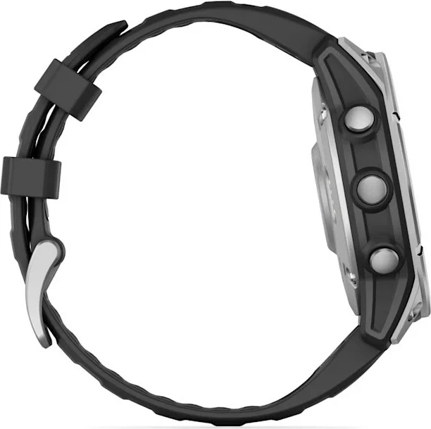 Garmin Fenix E 47mm Multisport GPS - Stainless Steel with Black Silicone Band