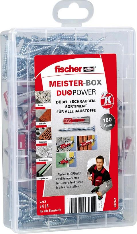 Set dübel Fischer MEISTER-BOX DUOPOWER, 6x30/8x40, me vida, gri