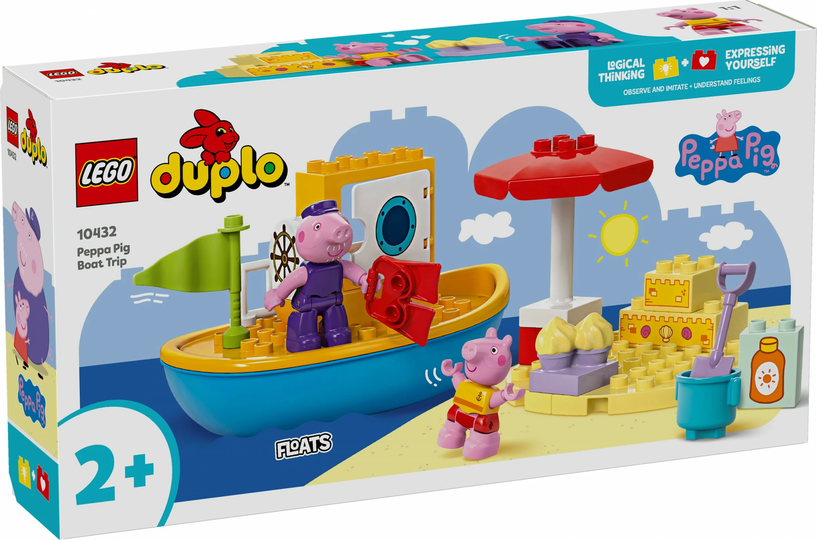 Set ndërtimi LEGO DUPLO 10432 Peppa Pig Boot Trip, 23 pjesë, multikolor