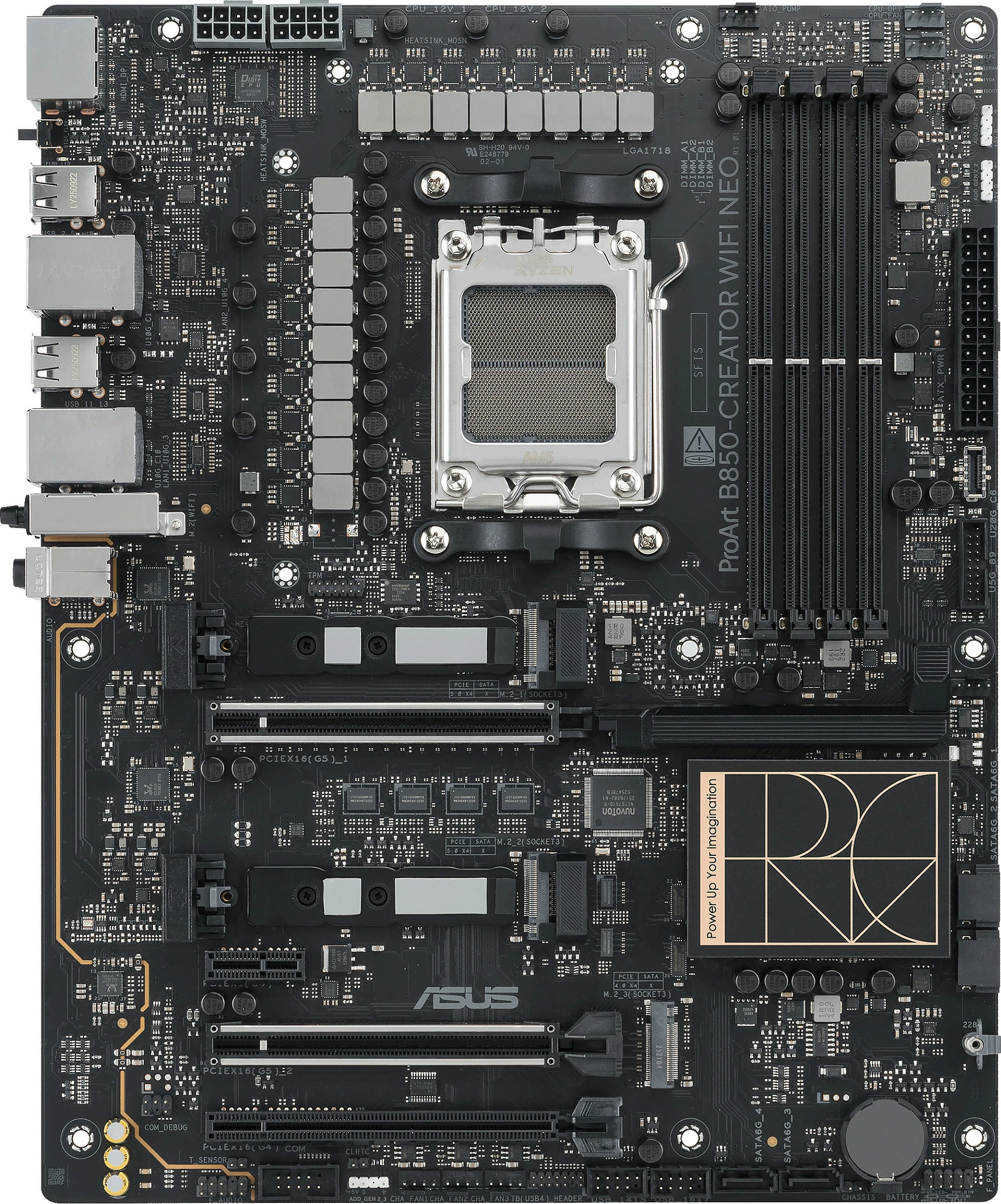 Pllakë amë ASUS ProArt B850-Creator WiFi Neo, Socket AM5, DDR5 256GB, PCIe 5.0, WiFi 7, e zezë me detaje ari