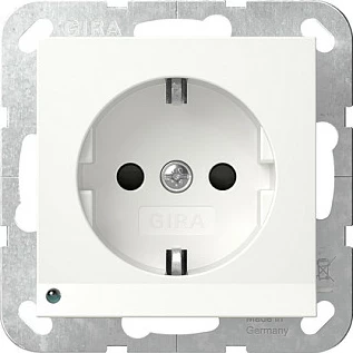 Prizë muri GIRA 417003 Schuko me LED, System 55, 16A/250V, e bardhë