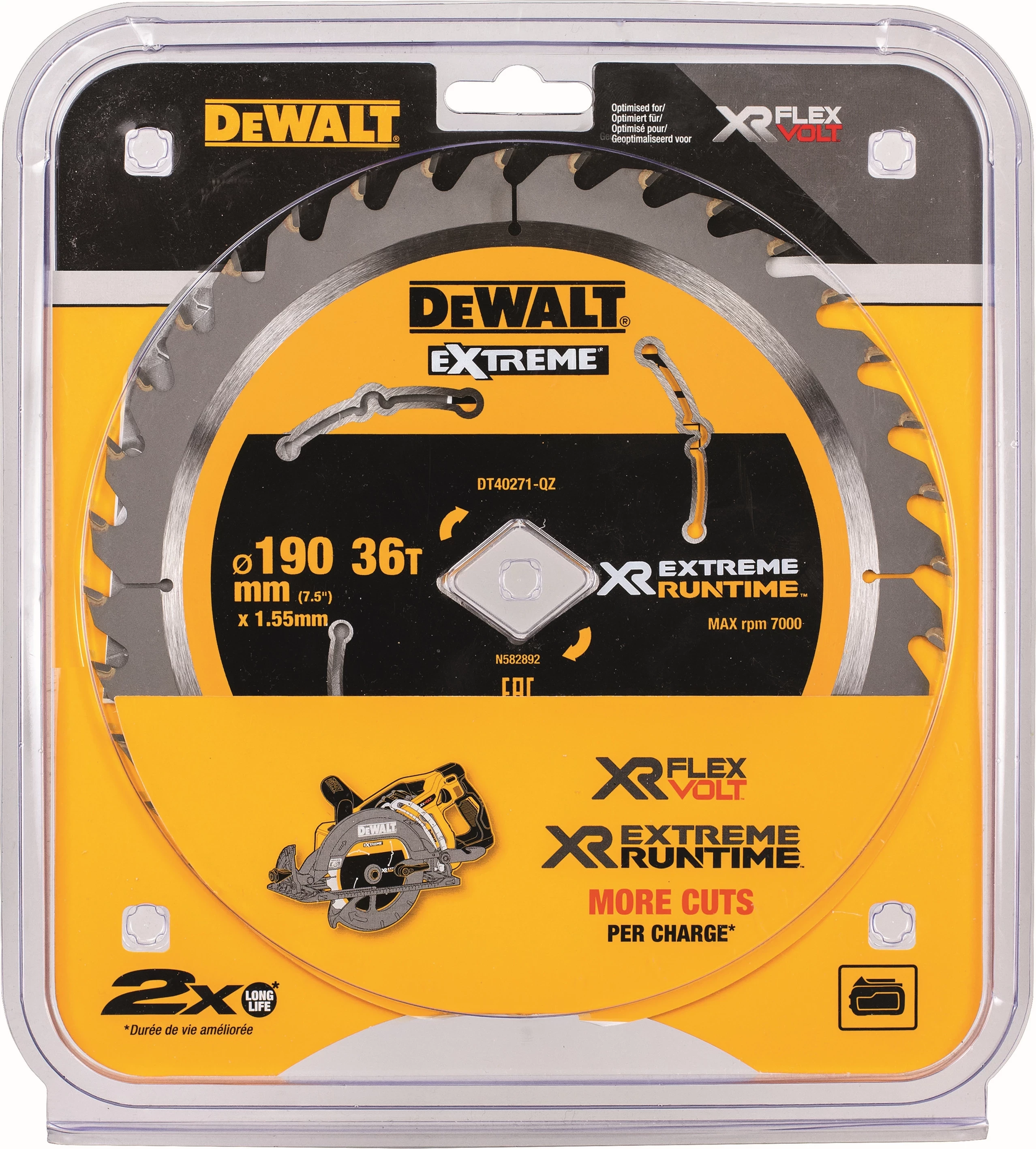 Disk sharrë rrethore DeWalt DT40271 190 mm 36T