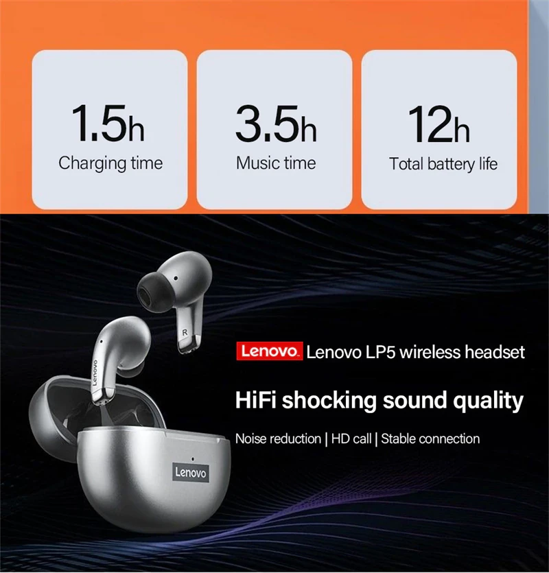 Dëgjuese Lenovo LivePods LP5, të hirta