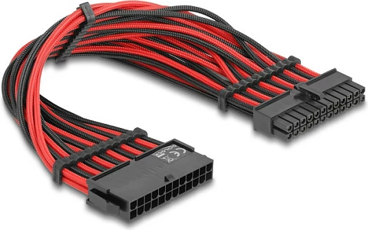 Kabllo zgjatues ATX 24-pin DeLOCK 80973, 0.3 m, Male-Female, kuqe/zi