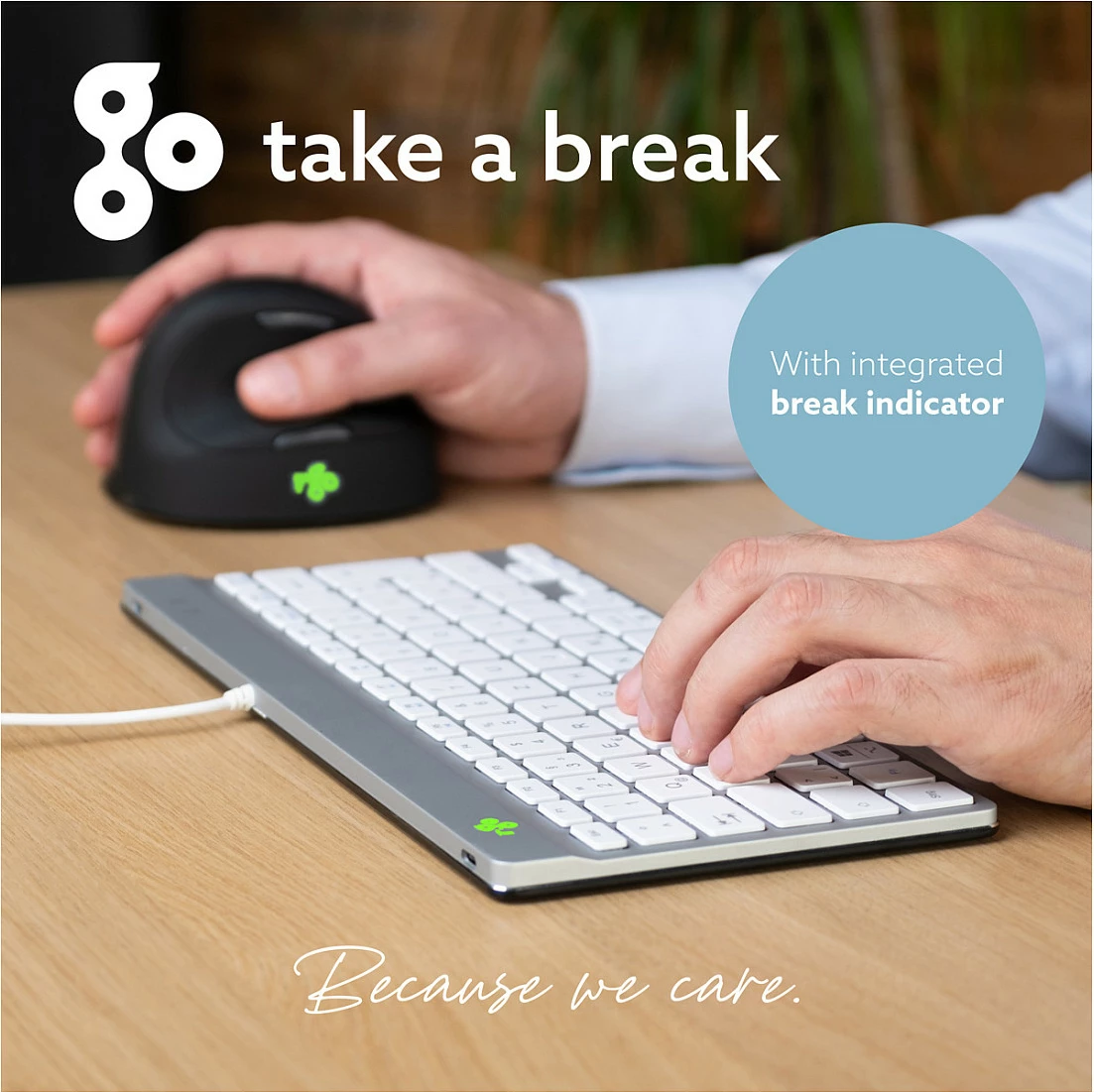 Tastierë ergonomike R-Go Compact Break, USB me kabllo, mini QWERTZ (DE), e bardhë