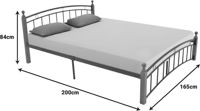 Krevat queen size Clarive ngjyrë arre dru-metal i zi 160x200cm