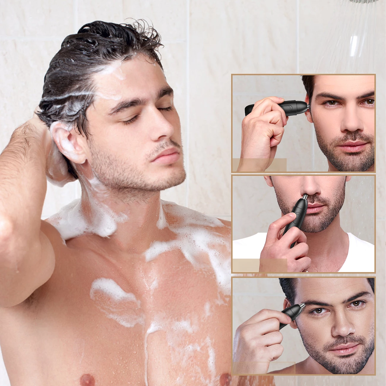 Trimer për hundë, veshë dhe vetulla MAXGROOM GT2220A, karikim USB-C, bateri 120 mAh, 8000 rpm, set me kabllo e kapak, i zi