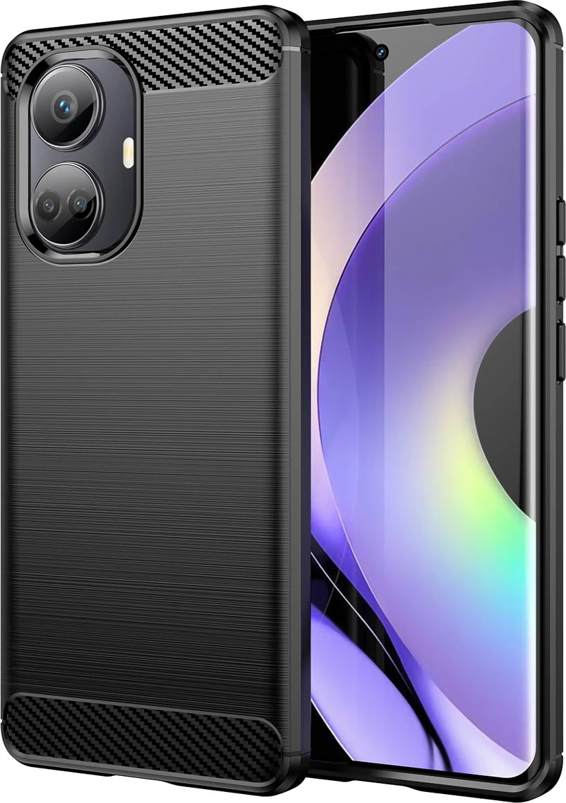 Mbështjellës Hurtel Carbon Case për Realme 10 Pro+, TPU, i zi